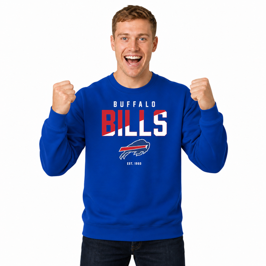 Buffalo Bills NFL Color Block Fleece Crewneck - Royal