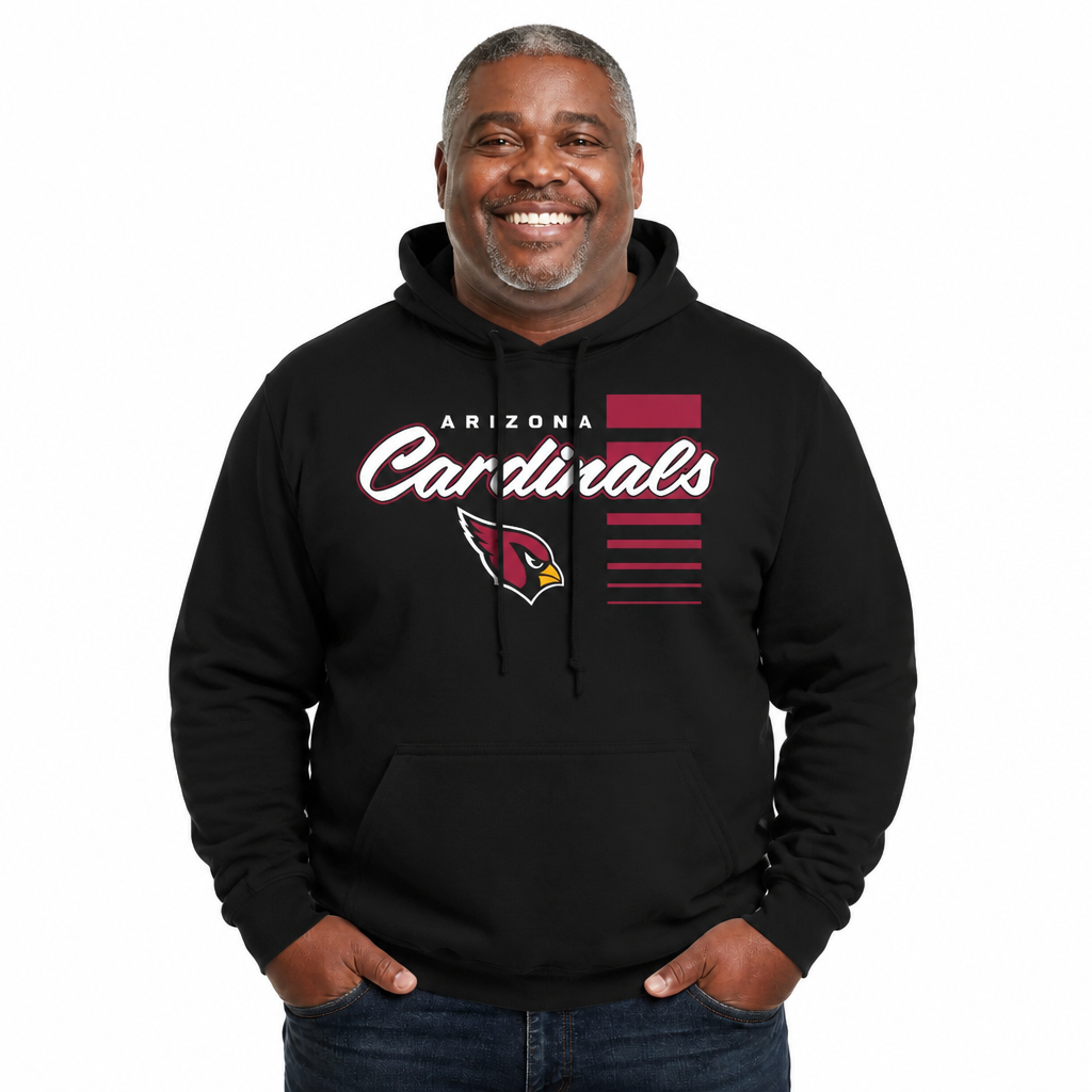 Arizona Cardinals NFL Adult Unisex Retro Script Ultra Soft Fleece Hooded Sweatshirt - Black