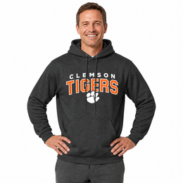Clemson Tigers Hoodie Heathered Fleece Sweatshirt - Black Heather