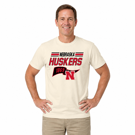 Nebraska Cornhuskers Varsity Club Pennant Shirt - Off White