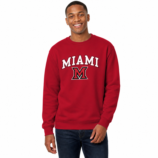 Miami Redhawks Adult Arch & Logo Soft Style Gameday Crewneck Sweatshirt - Red