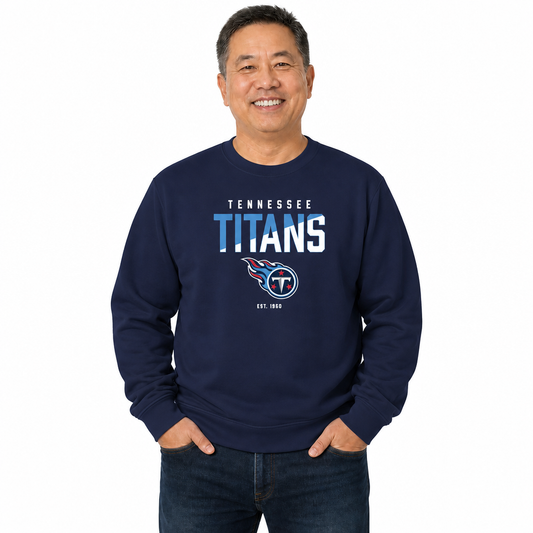 Tennessee Titans NFL Color Block Fleece Crewneck - Navy