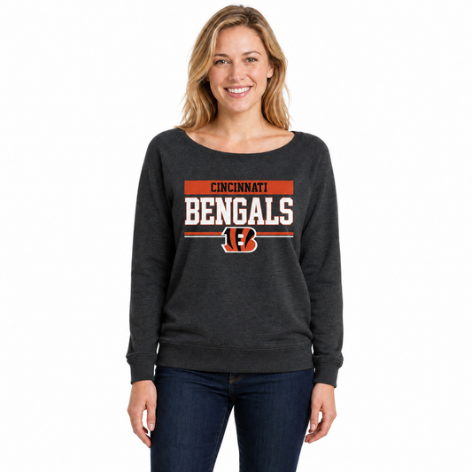 Cincinnati Bengals  NFL Women's French Terry Crewneck Sweatshirt - Charcoal