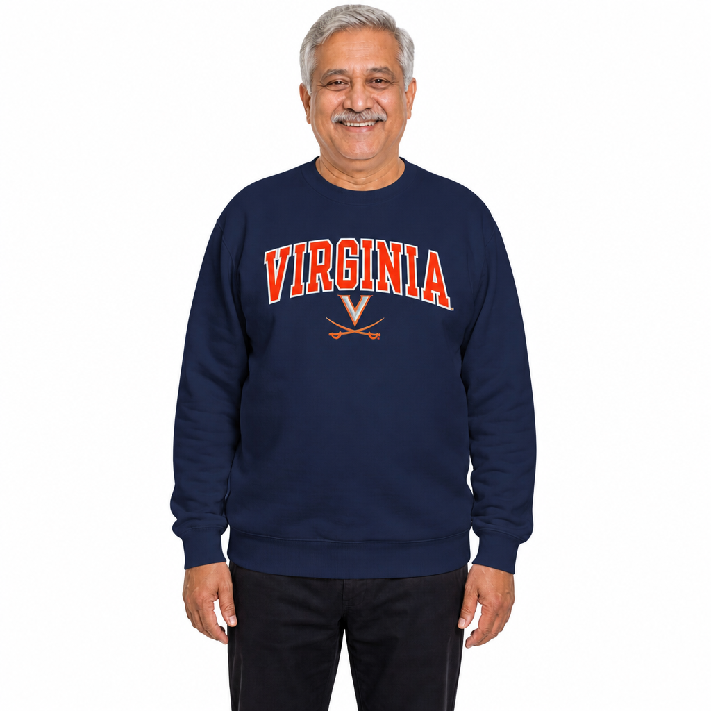 Virginia Cavaliers NCAA Tackle Twill Crewneck Sweatshirt Men Women - Navy