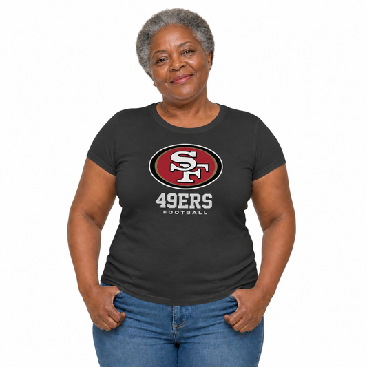 San Francisco 49ers  Women's NFL Big Logo Cotton T-Shirt - Black