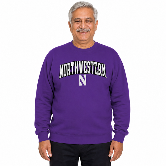 Northwestern Wildcats NCAA Tackle Twill Crewneck Sweatshirt Men Women - Purple