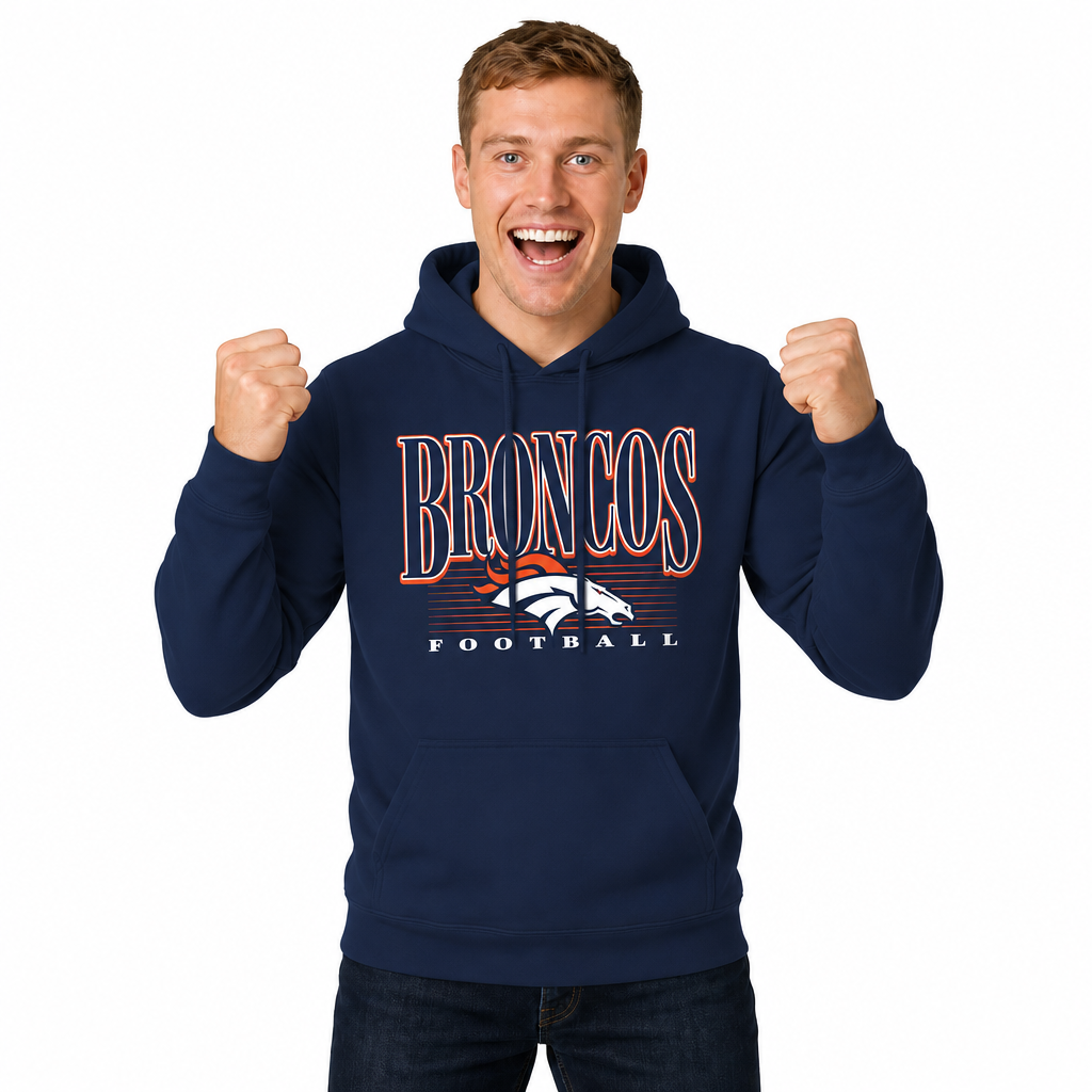 Denver Broncos NFL Overtime Blueprint Pullover Hoodie Men Women - Navy
