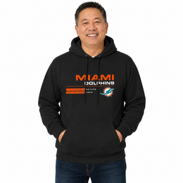 Miami Dolphins Adult NFL Speed Stat Sheet Fleece Hooded Sweatshirt - Black