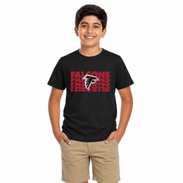 Atlanta Falcons NFL Youth Repeating Logo Football T-Shirt - Black