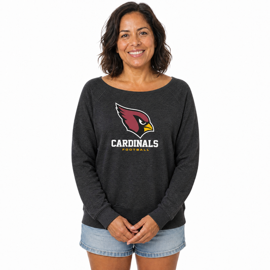 Arizona Cardinals  Women NFL French Terry Slouchy Top Scoop Neckline - Charcoal