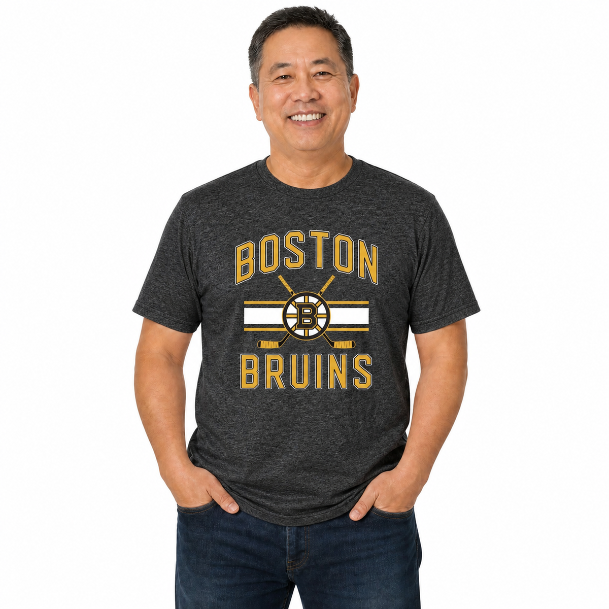 Boston  Bruins Bruins Faceoff T-Shirt Jersey Stripe Unisex Tee - Black