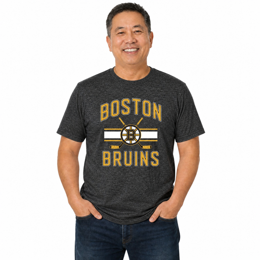 Boston  Bruins Bruins Faceoff T-Shirt Jersey Stripe Unisex Tee - Black