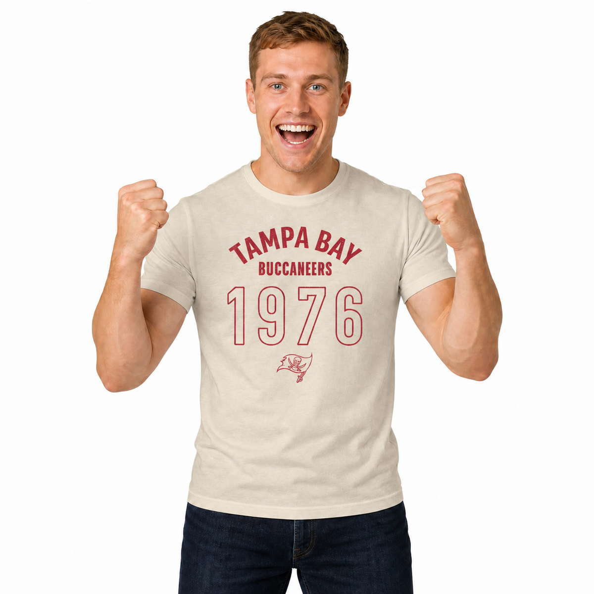 Tampa Bay Buccaneers Big Date Tag-Less T-Shirt - Natural