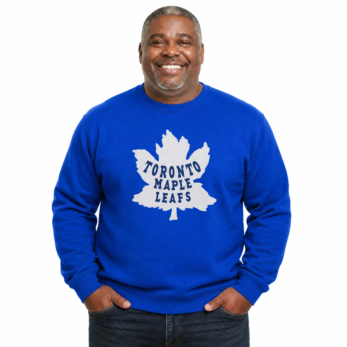 Toronto Maple Leafs NHL Retro Logo Fleece Crewneck Sweatshirt Men Women - Royal Heather