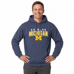 Michigan Wolverines Hoodie Heathered Fleece Sweatshirt - Navy Heather