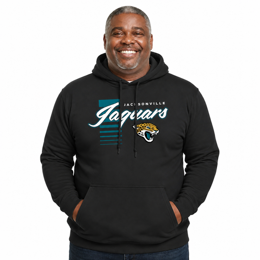 Jacksonville Jaguars NFL Adult Unisex Retro Script Ultra Soft Fleece Hooded Sweatshirt - Black