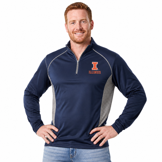 Illinois Fighting Illini  Campus Classic 1/4 Zip Windshirt Men's Pullover - Navy