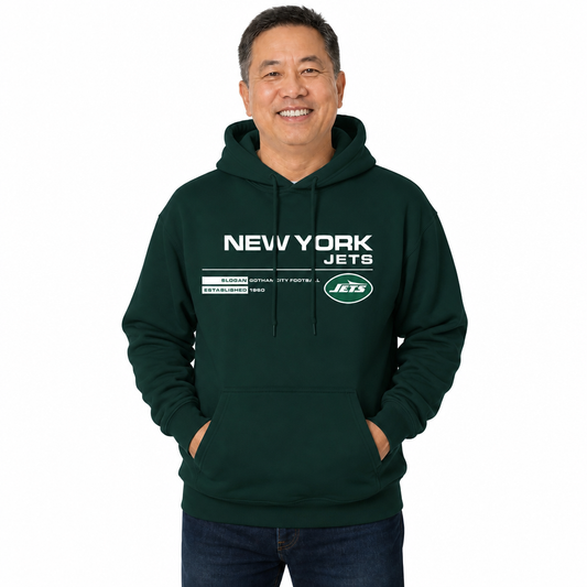 New York Jets Adult NFL Speed Stat Sheet Fleece Hooded Sweatshirt - Forest Green