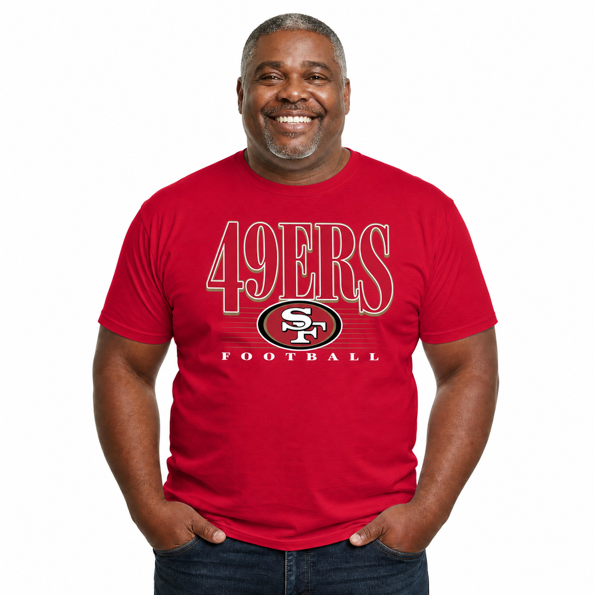 San Francisco 49ers NFL Adult Overtime Blueprint Tagless Tee Unisex - Red
