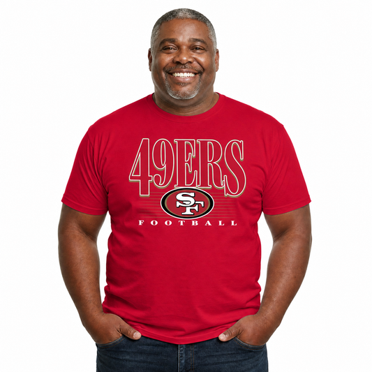 San Francisco 49ers NFL Adult Overtime Blueprint Tagless Tee Unisex - Red