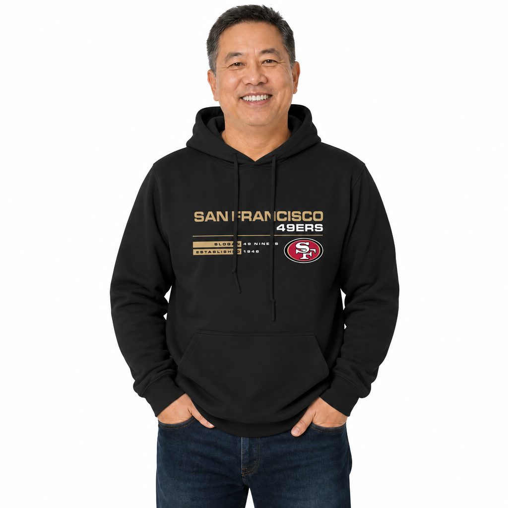 San Francisco 49ers Adult NFL Speed Stat Sheet Fleece Hooded Sweatshirt - Black