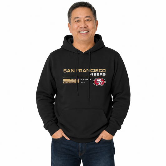 San Francisco 49ers Adult NFL Speed Stat Sheet Fleece Hooded Sweatshirt - Black