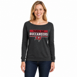 Tampa Bay Buccaneers NFL Women's Slouchy Crewneck Sweatshirt - Charcoal
