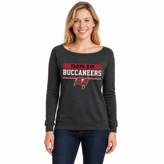 Tampa Bay Buccaneers NFL Women's Slouchy Crewneck Sweatshirt - Charcoal