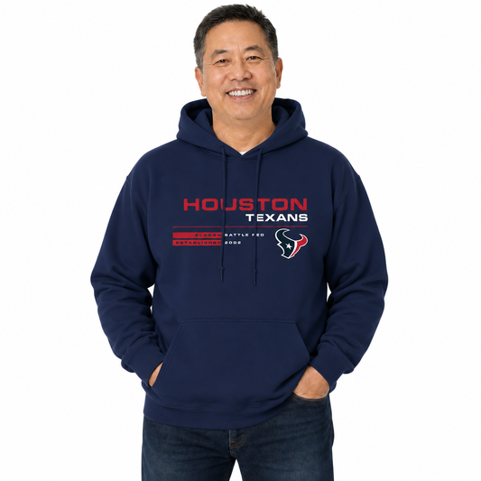 Houston Texans Adult NFL Speed Stat Sheet Fleece Hooded Sweatshirt - Navy