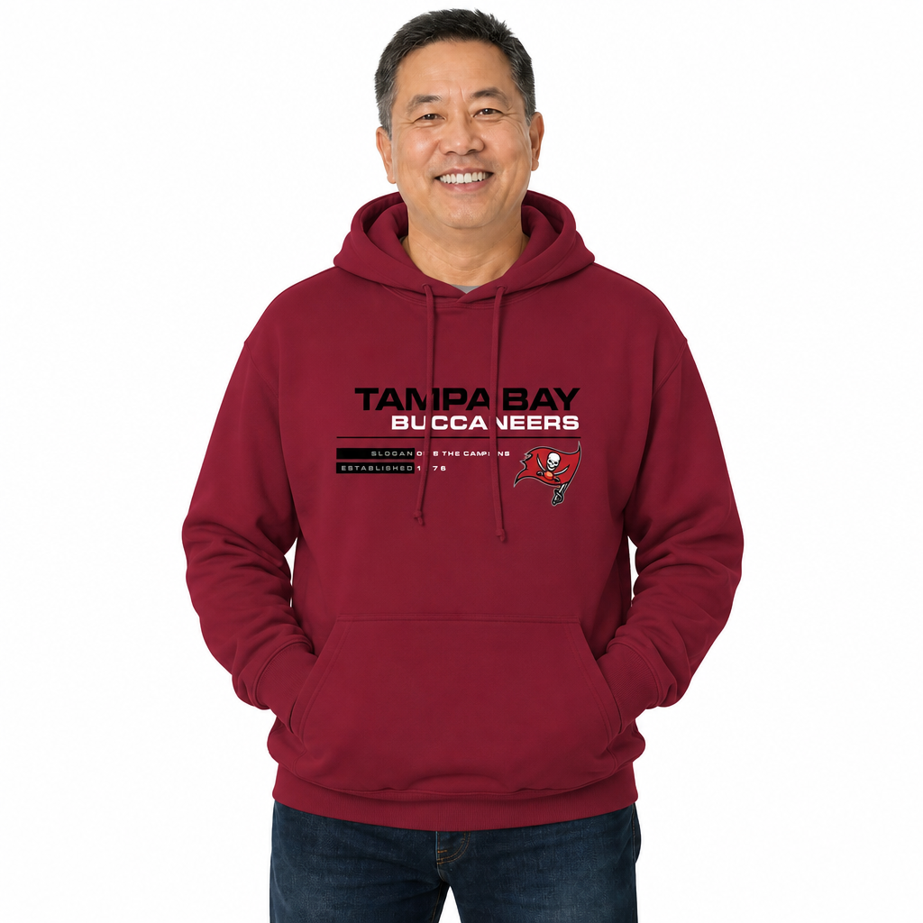 Tampa Bay Buccaneers Adult NFL Speed Stat Sheet Fleece Hooded Sweatshirt - Cardinal