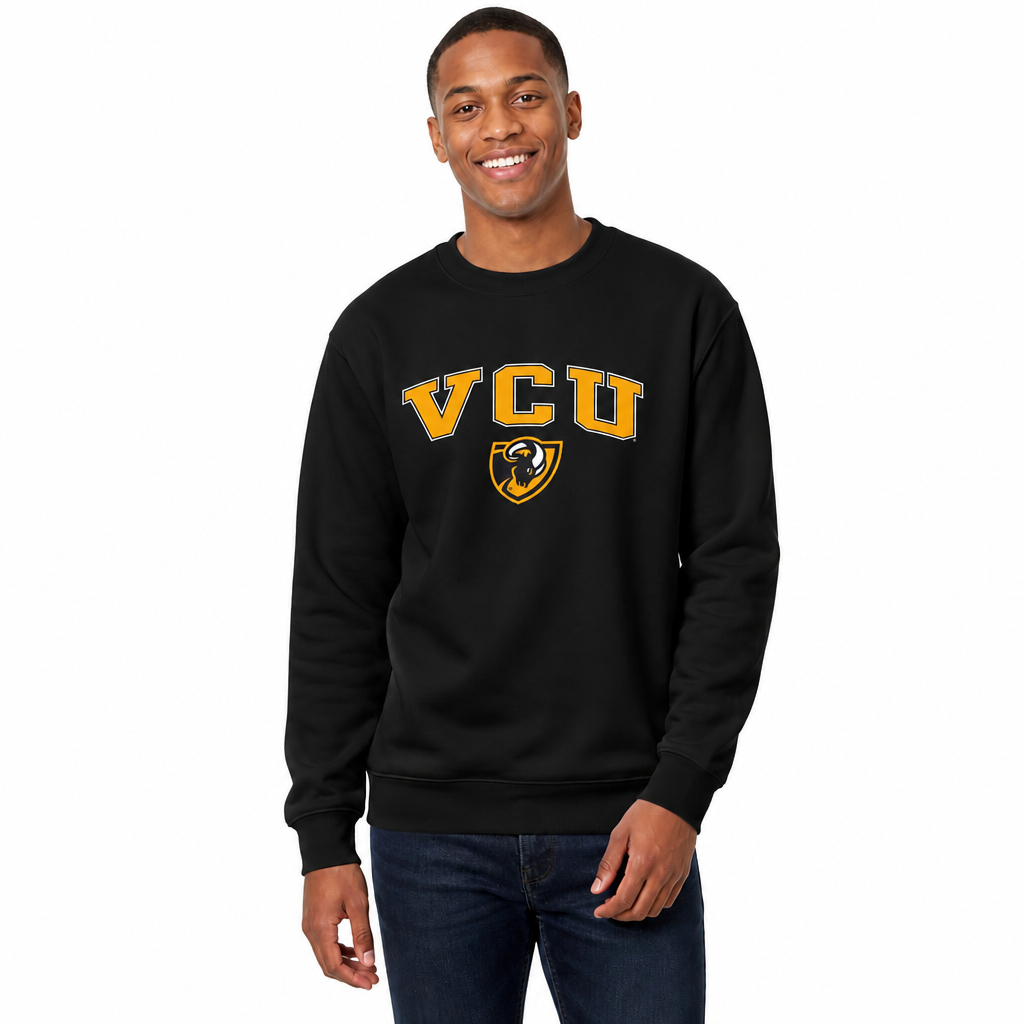 VCU Rams Adult Arch & Logo Soft Style Gameday Crewneck Sweatshirt - Black