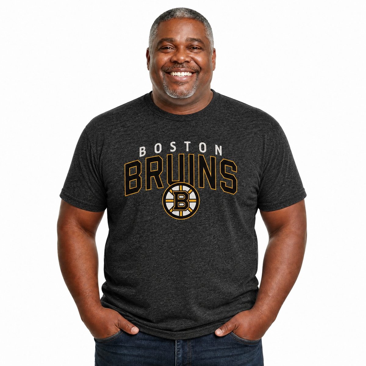 Boston Bruins Bruins T-Shirt Heathered Cotton Tee for Men and Women - Black Heather