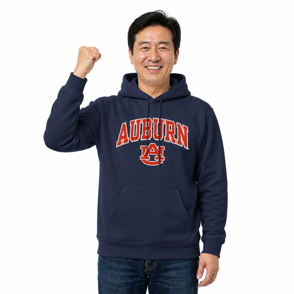 Auburn Tigers NCAA Adult Tackle Twill Hooded Sweatshirt - Navy
