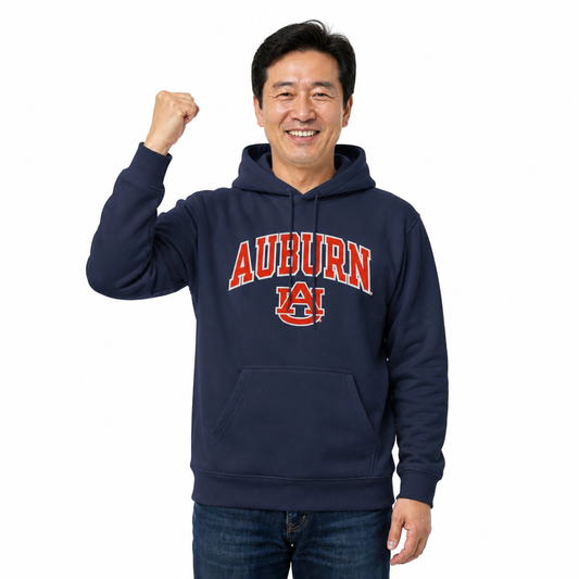 Auburn Tigers NCAA Adult Tackle Twill Hooded Sweatshirt - Navy
