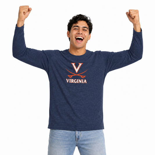 Virginia Cavaliers  Logo Long Sleeve Shirt Men Women NCAA Licensed - Navy