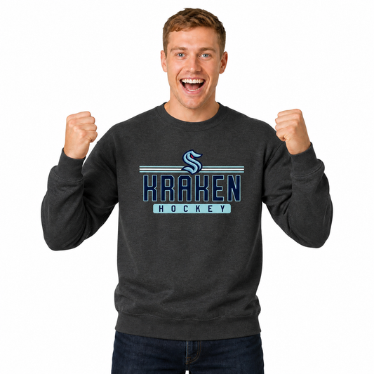 Seattle Kraken NHL True Fan Fleece Crewneck Sweatshirt Men Women - Charcoal