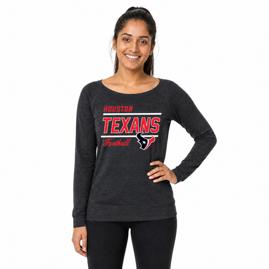 Houston Texans Women's Gameday Crewneck Sweatshirt Long Sleeve - Heather Charcoal