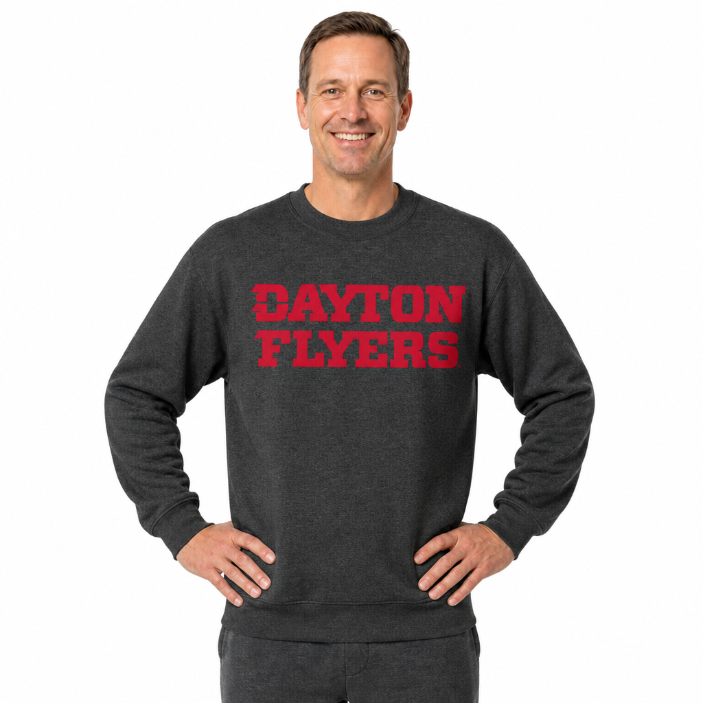 Dayton Flyers NCAA Adult Charcoal Crewneck Fleece Sweatshirt - Charcoal