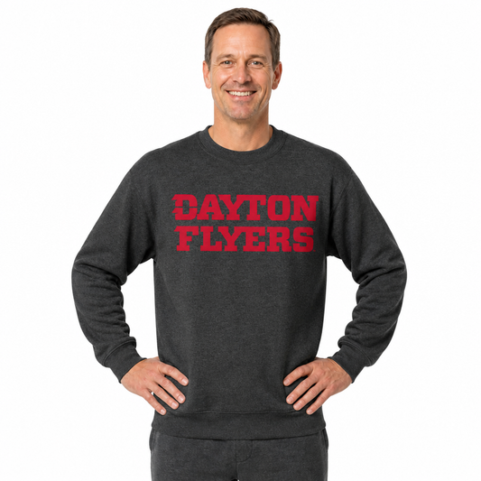 Dayton Flyers NCAA Adult Charcoal Crewneck Fleece Sweatshirt - Charcoal