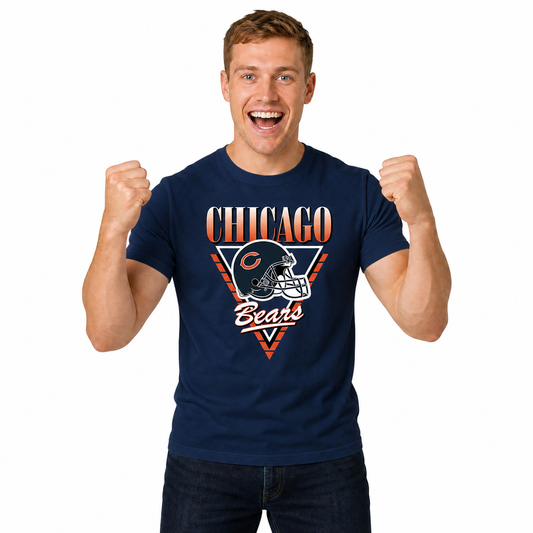 Chicago Bears NFL Retro Triangle T-Shirt - Navy