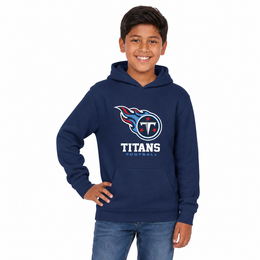 Tennessee Titans NFL Youth Large Logo Fleece Hoodie Boys Girls - Navy