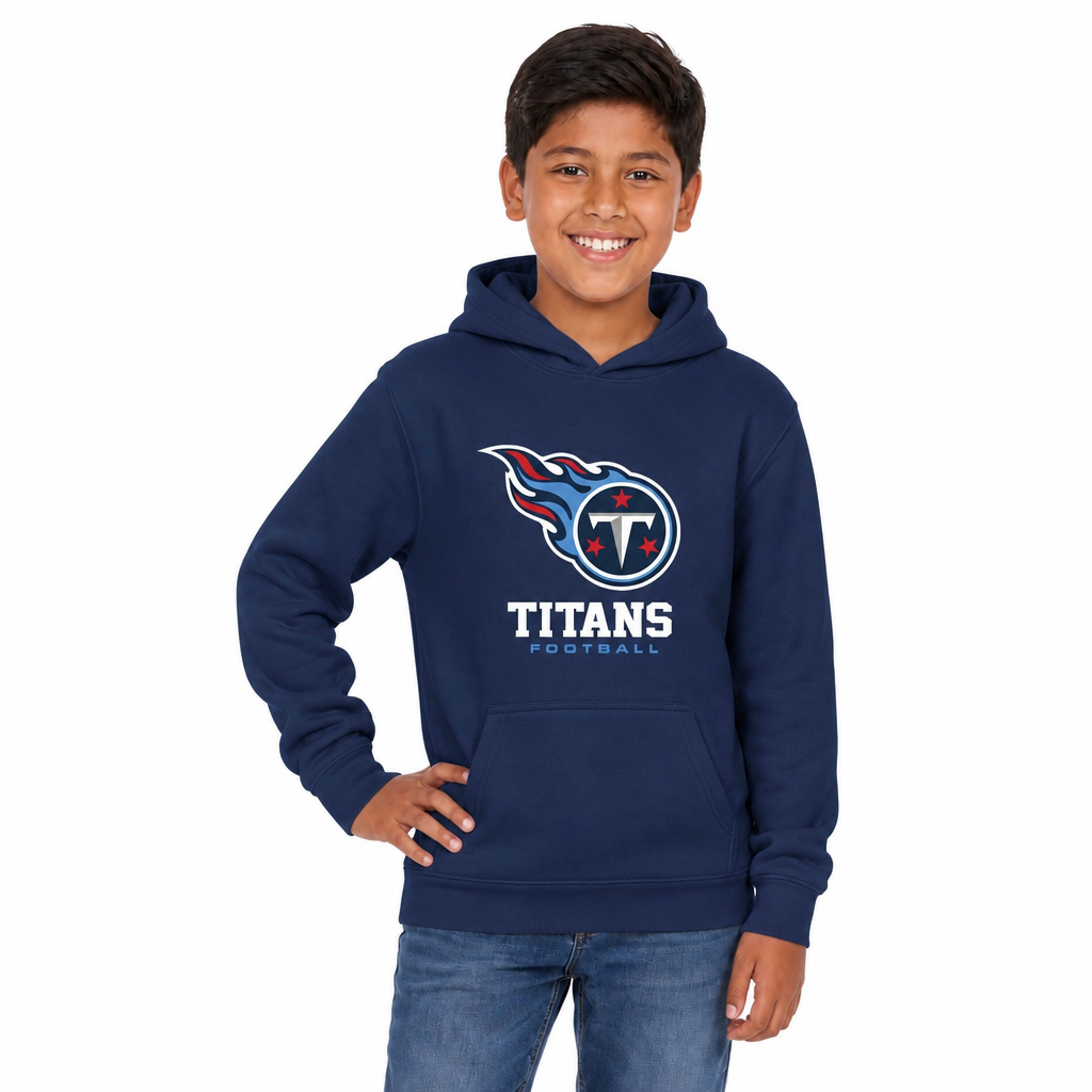 Tennessee Titans NFL Youth Large Logo Fleece Hoodie Boys Girls - Navy