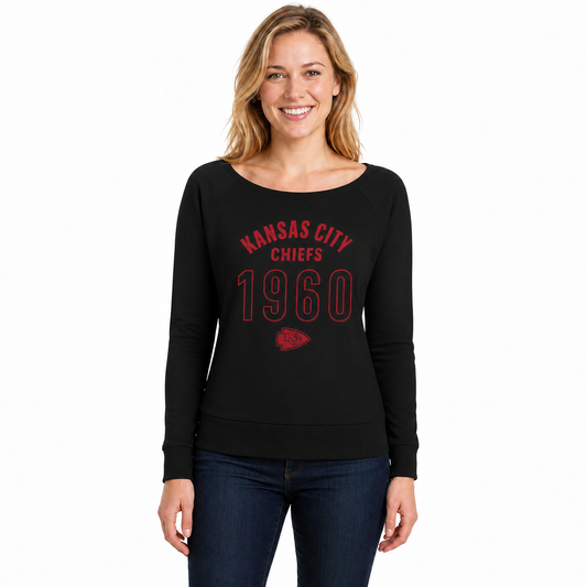 Kansas City Chiefs  Women's NFL Big Date French Terry Pullover - Black