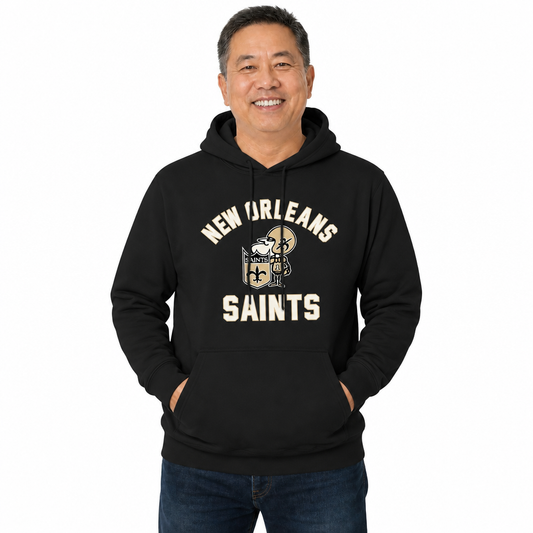 New Orleans Saints NFL Adult Unisex Retro Gameday Ultra Soft Fleece Hooded Sweatshirt - Black