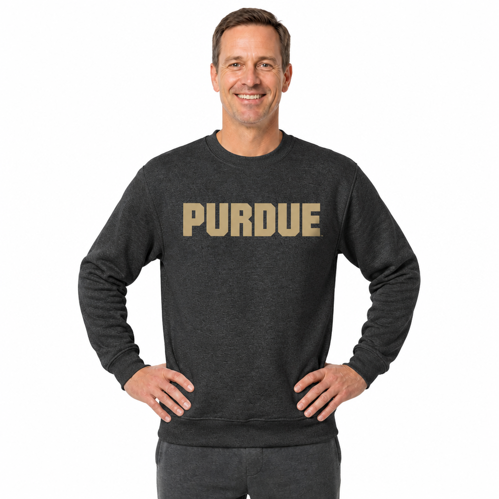 Purdue Boilermakers NCAA Adult Charcoal Crewneck Fleece Sweatshirt - Charcoal