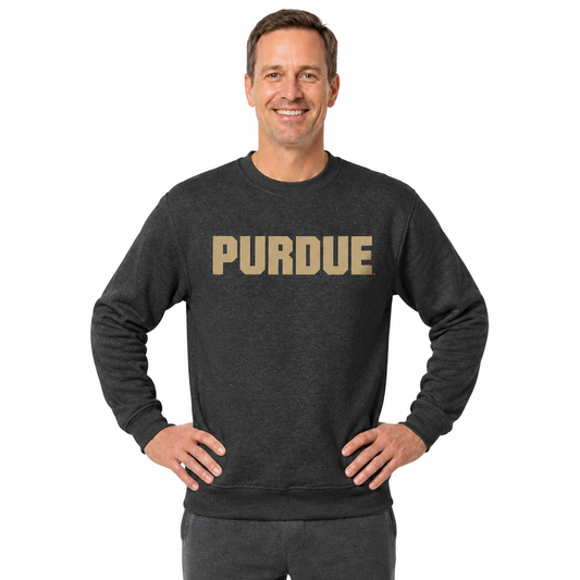 Purdue Boilermakers NCAA Adult Charcoal Crewneck Fleece Sweatshirt - Charcoal