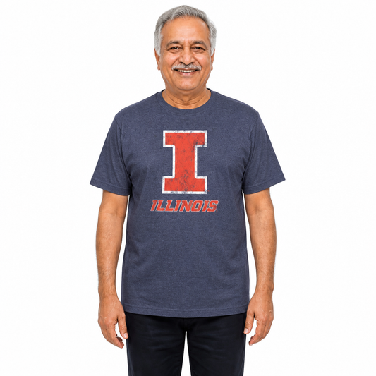 Illinois Fighting Illini Heathered Logo T-Shirt - Navy