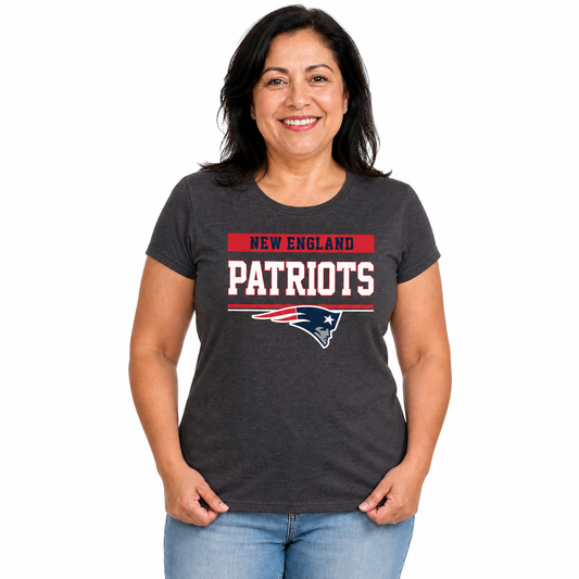 New England Patriots  Women's NFL Charcoal T-Shirt Short Sleeve - Charcoal