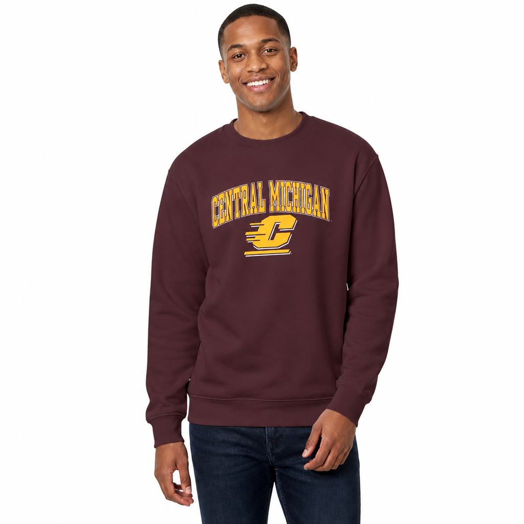 Central Michigan Chippewas Adult Arch & Logo Soft Style Gameday Crewneck Sweatshirt - Maroon