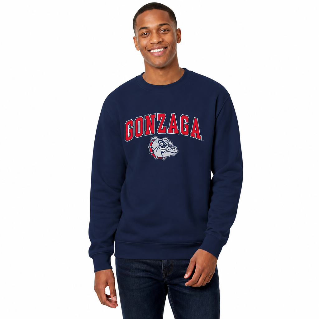 Gonzaga Bulldogs Campus Colors Adult Arch & Logo Soft Style Gameday Crewneck Sweatshirt  - Navy